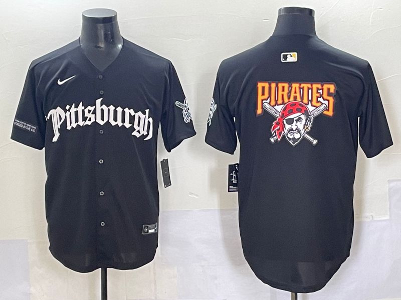 Men 2025 Pittsburgh Pirates Blank Black Five generations Joint Name Nike MLB Jersey style 5->pittsburgh pirates->MLB Jersey